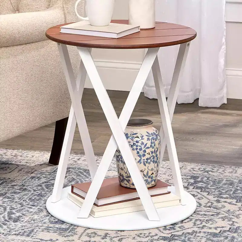 Table d'appoint de style rustique bicolore Lakeside Collection de 48,26 cm de diamètre x 54,61 cm de hauteur -