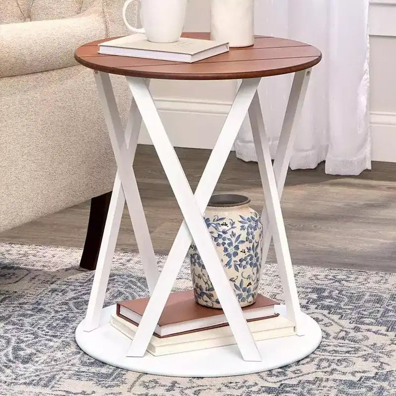 Table d'appoint de style rustique bicolore Lakeside Collection de 48,26 cm de diamètre x 54,61 cm de hauteur -