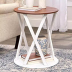 Table d'appoint de style rustique bicolore Lakeside Collection de 48,26 cm de diamètre x 54,61 cm de hauteur -