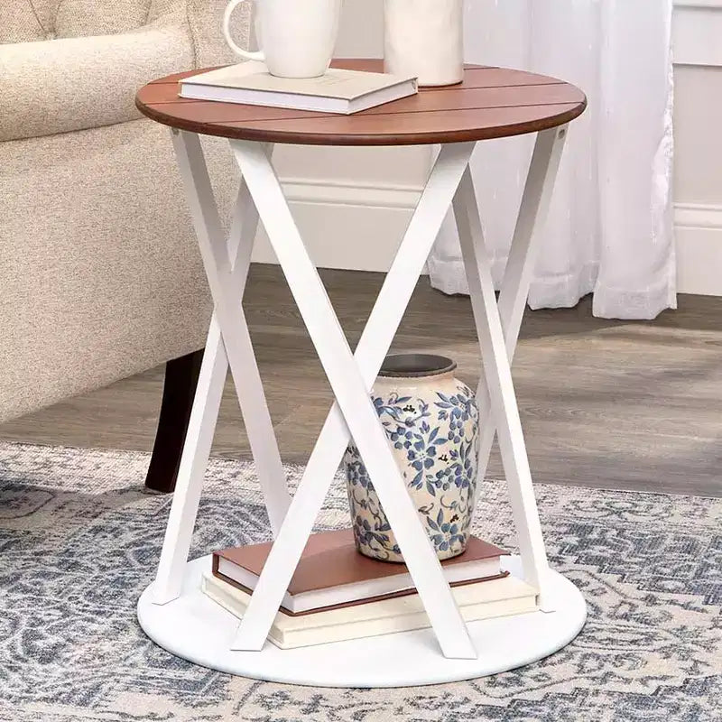 Table d'appoint de style rustique bicolore Lakeside Collection de 48,26 cm de diamètre x 54,61 cm de hauteur -