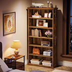 Bibliothèque en bois Lantine à 6 niveaux, 190,5 cm de hauteur, grandes étagères de présentation autoportantes, étagère à livres