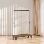 LEDREM Portant à Vêtements Roulant avec Étagère, Portant Robuste Style Tuyau Industriel pour Chambre à Coucher, Buanderie, Présentation Commerciale
