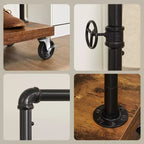 LEDREM Portant à Vêtements Roulant avec Étagère, Portant Robuste Style Tuyau Industriel pour Chambre à Coucher, Buanderie, Présentation Commerciale
