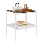 MAYEERTY Lot de 2 tables d'appoint rectangulaires avec plateau en verre trempé, pour salon, verre marron