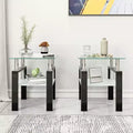 MAYEERTY Modern Tempered Glass End Table, Square Side Table for Living Room Bedroom, Set of 2, Transparent