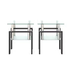 MAYEERTY Table d'appoint moderne en verre trempé, table d'appoint carrée pour salon et chambre à coucher, lot de 2, transparent
