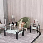 MAYEERTY Table d'appoint moderne en verre trempé, table d'appoint carrée pour salon et chambre à coucher, lot de 2, transparent