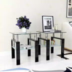 MAYEERTY Table d'appoint moderne en verre trempé, table d'appoint carrée pour salon et chambre à coucher, lot de 2, transparent