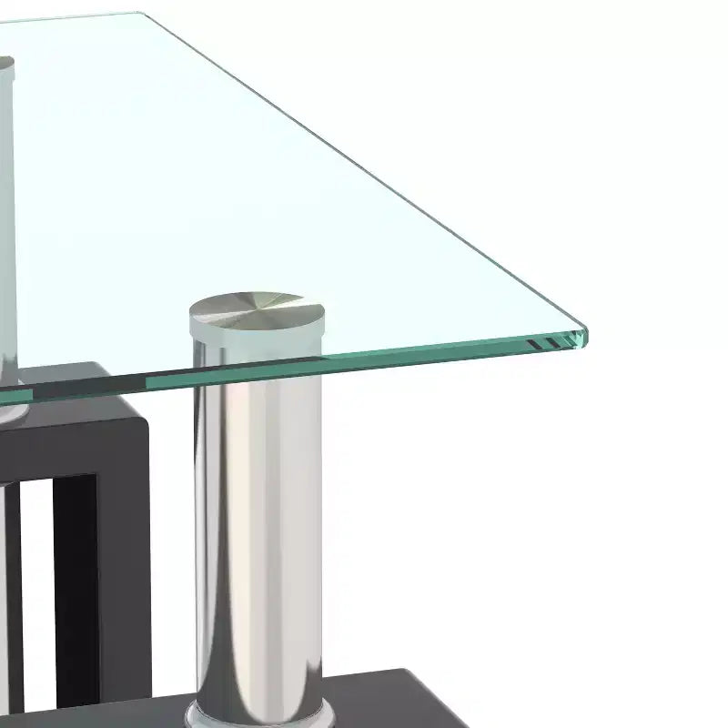 MAYEERTY Table d'appoint moderne en verre trempé, table d'appoint carrée pour salon et chambre à coucher, lot de 2, transparent