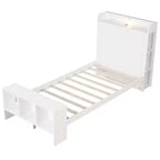 Cadre de lit double/complet Costway avec tête de lit et pied de lit de rangement, cadre de lit LED avec 2 ports USB