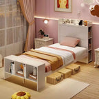 Cadre de lit double/complet Costway avec tête de lit et pied de lit de rangement, cadre de lit LED avec 2 ports USB