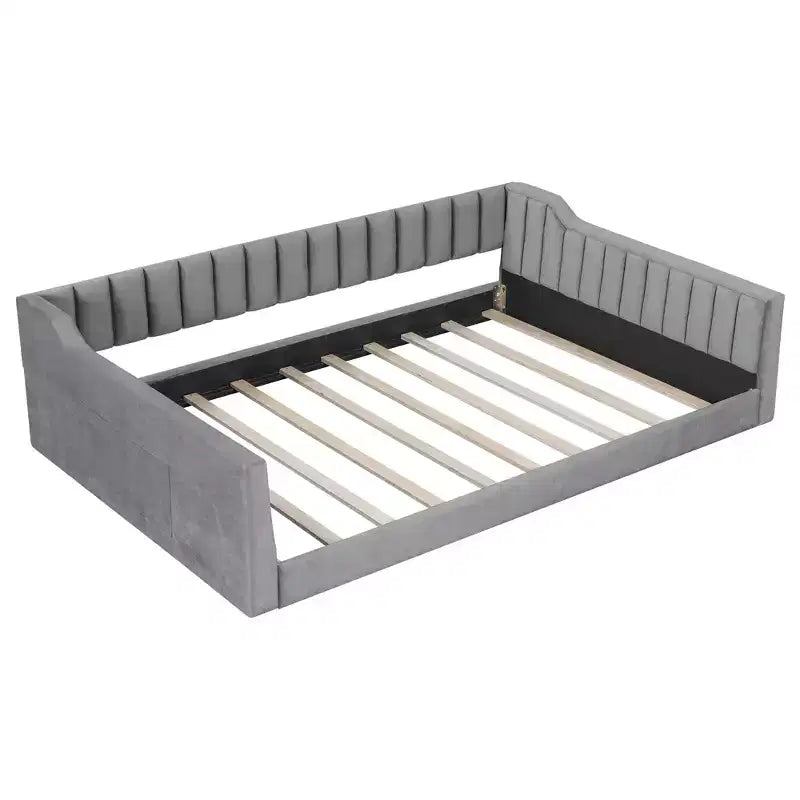 Lit de repos rembourré en velours taille Twin XL/Full XL avec poches de rangement latérales - ModernLuxe
