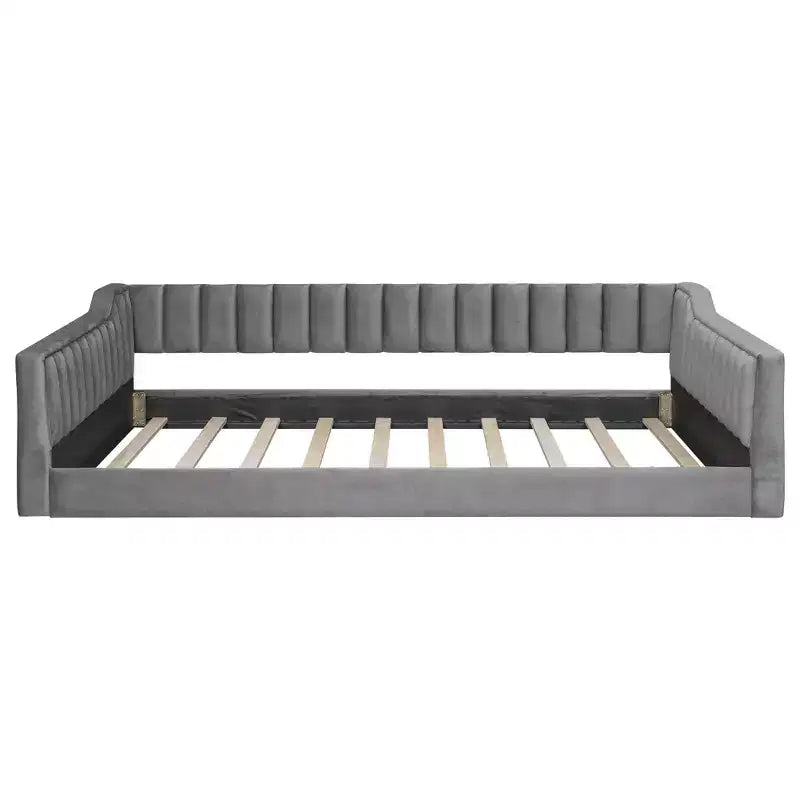 Lit de repos rembourré en velours taille Twin XL/Full XL avec poches de rangement latérales - ModernLuxe