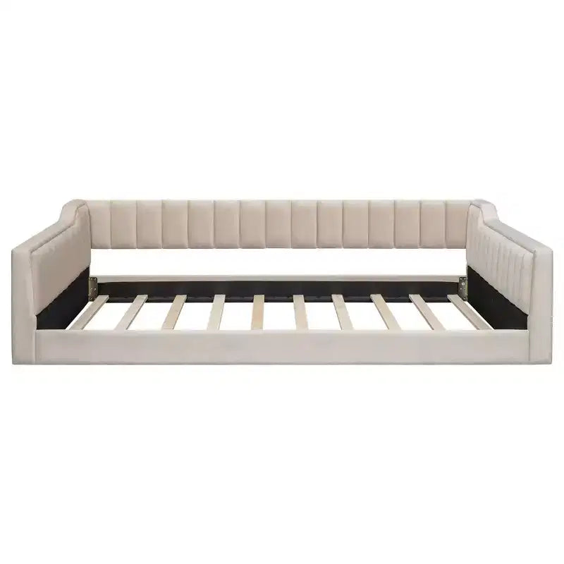 Lit de repos rembourré en velours taille Twin XL/Full XL avec poches de rangement latérales - ModernLuxe