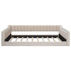 Lit de repos rembourré en velours taille Twin XL/Full XL avec poches de rangement latérales - ModernLuxe