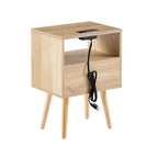 MAYEERTY Table d'appoint en rotin, Table de chevet moderne avec tiroir et pieds en bois massif, Table d'appoint pour salon, chambre à coucher, Naturel