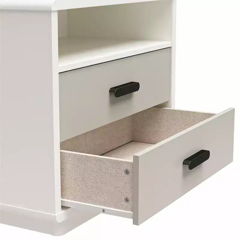Table de chevet à 2 tiroirs Valencia CosmoLiving by Cosmopolitan, Taupe et Blanc