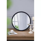 Miroir mural rond 20 x 20 avec cadre en bois et finition noire, miroir mural pour salon, salle à manger, hall d'entrée, salle de bain, bureau