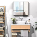 Bathroom Mirrored Cabinet, 24x22 Steel Frame Medicine Cabinet, Wall-Mounted Storage Organizer with Double Doors