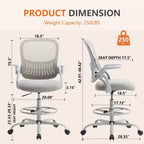 Chaise de bureau haute pour utilisation avec un bureau debout, dotée d'un repose-pieds réglable, hauteur comptoir