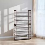 Meuble à chaussures, organisateur de chaussures à 8 niveaux, rangement à chaussures en métal, entrée, lot de 2, étagère à chaussures empilable à 4 niveaux, avec étagères plates ou inclinées réglables