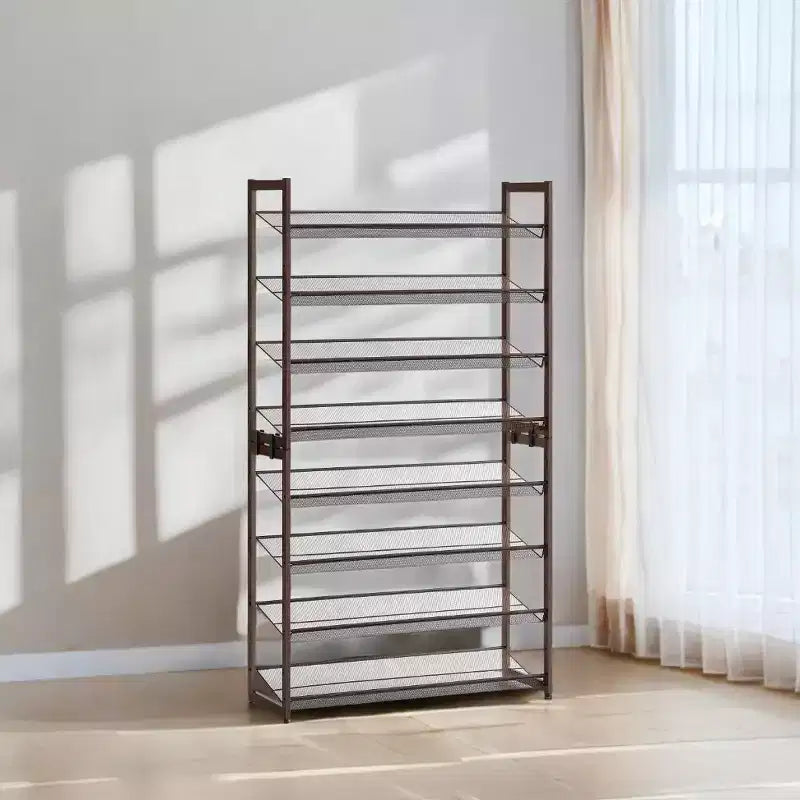 Meuble à chaussures, organisateur de chaussures à 8 niveaux, rangement à chaussures en métal, entrée, lot de 2, étagère à chaussures empilable à 4 niveaux, avec étagères plates ou inclinées réglables