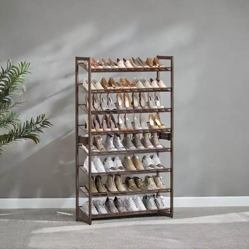 Meuble à chaussures, organisateur de chaussures à 8 niveaux, rangement à chaussures en métal, entrée, lot de 2, étagère à chaussures empilable à 4 niveaux, avec étagères plates ou inclinées réglables
