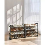 Meuble à chaussures, organisateur de chaussures à 8 niveaux, rangement à chaussures en métal, entrée, lot de 2, étagère à chaussures empilable à 4 niveaux, avec étagères plates ou inclinées réglables