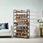 Meuble à chaussures, organisateur de chaussures à 8 niveaux, rangement à chaussures en métal, entrée, lot de 2, étagère à chaussures empilable à 4 niveaux, avec étagères plates ou inclinées réglables
