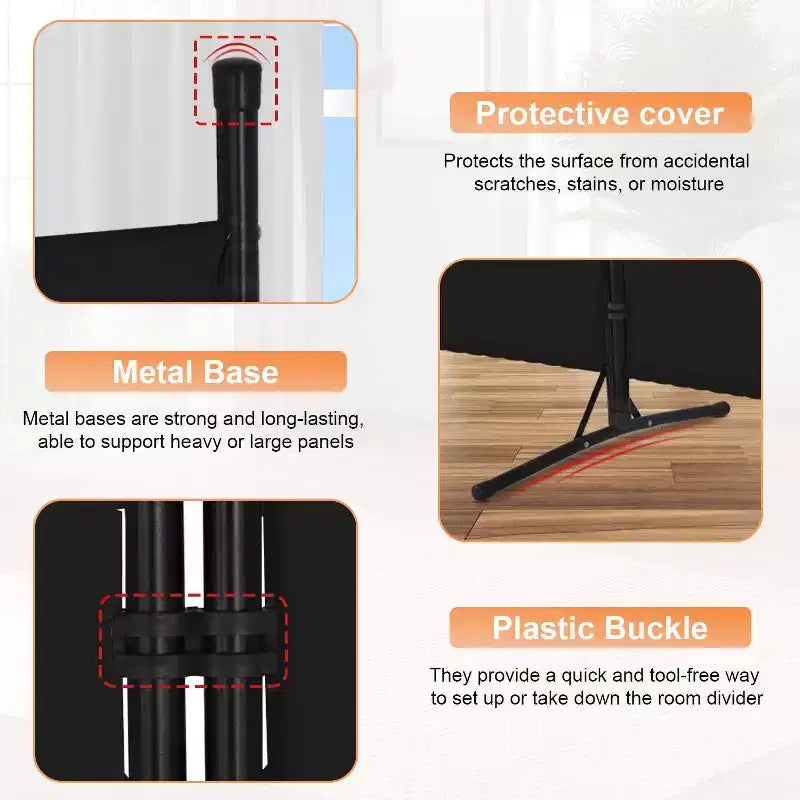 BestMassage Paravent pliable 3 panneaux de 1,8 m avec connecteur en plastique renforcé