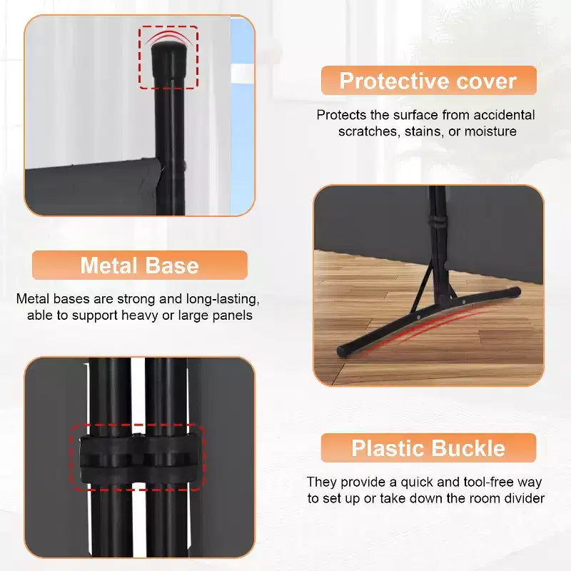 BestMassage Paravent pliable 3 panneaux de 1,8 m avec connecteur en plastique renforcé