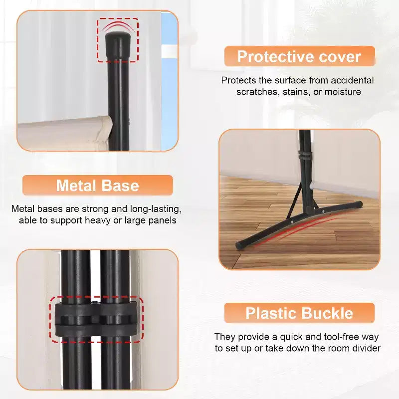 BestMassage Paravent pliable 3 panneaux de 1,8 m avec connecteur en plastique renforcé