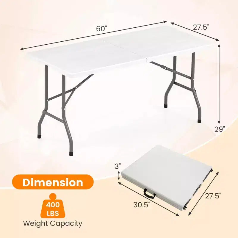 Costway Table de Pique-Nique Pliante 152 cm, Table à Manger d'Extérieur avec Plateau en PEHD Effet Rotin Marron/Noir