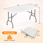 Costway Table de Pique-Nique Pliante 152 cm, Table à Manger d'Extérieur avec Plateau en PEHD Effet Rotin Marron/Noir