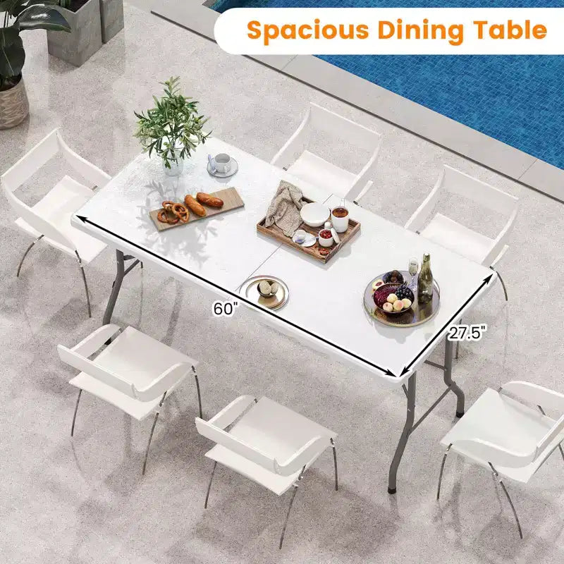 Costway Table de Pique-Nique Pliante 152 cm, Table à Manger d'Extérieur avec Plateau en PEHD Effet Rotin Marron/Noir