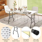 Costway Table de Pique-Nique Pliante 152 cm, Table à Manger d'Extérieur avec Plateau en PEHD Effet Rotin Marron/Noir