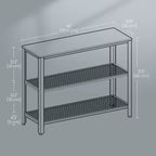 Console industrielle 40", table d'entrée à 3 niveaux avec étagère de rangement, table de canapé étroite pour salon, couloir, entrée, chambre