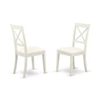 Ensemble de 5 pièces HomeStock pour cuisine avec une table à manger et 4 chaises en similicuir blanc lin