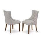 Ensemble Table et Chaises de Cuisine 3 Pièces HomeStock Style Parsons Tissu Lin Acajou