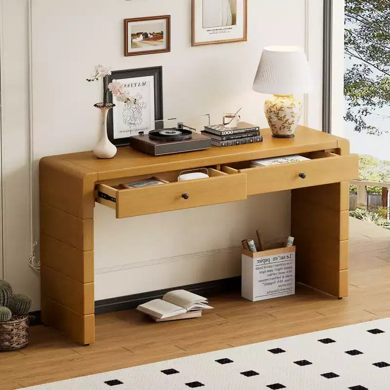 Console d'entrée en bois Whisen avec 2 tiroirs, table console rustique de style ferme avec rangement
