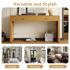 Console d'entrée en bois Whisen avec 2 tiroirs, table console rustique de style ferme avec rangement