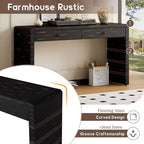 Console d'entrée en bois Whisen avec 2 tiroirs, table console rustique de style ferme avec rangement