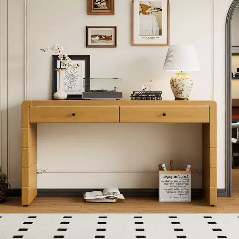 Console d'entrée en bois Whisen avec 2 tiroirs, table console rustique de style ferme avec rangement