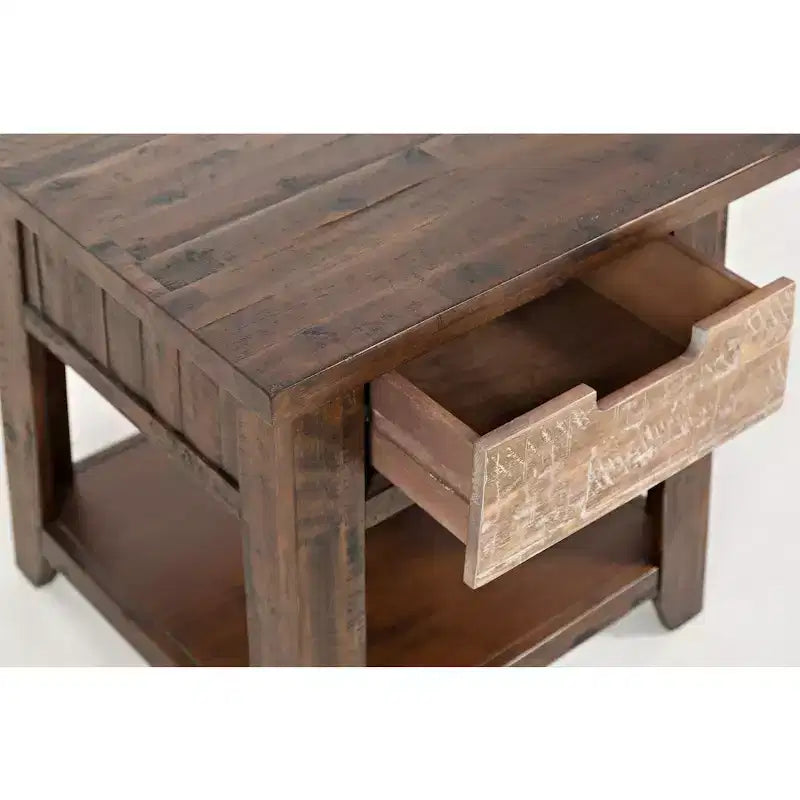 Jofran, Table d'appoint rustique en acacia massif Painted Canyon