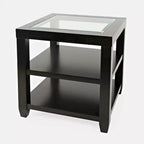 Jofran, table d'appoint contemporaine Urban Icon en verre incrusté avec rangement