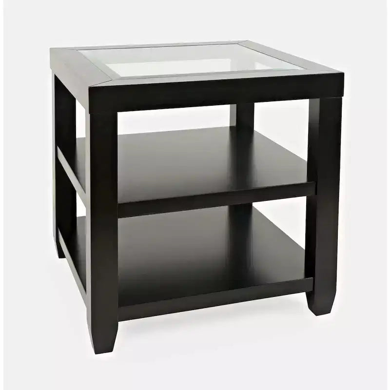 Jofran, table d'appoint contemporaine Urban Icon en verre incrusté avec rangement