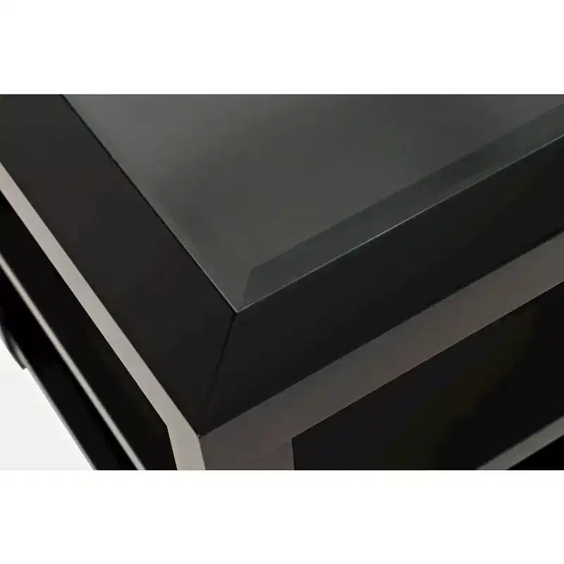 Jofran, table d'appoint contemporaine Urban Icon en verre incrusté avec rangement
