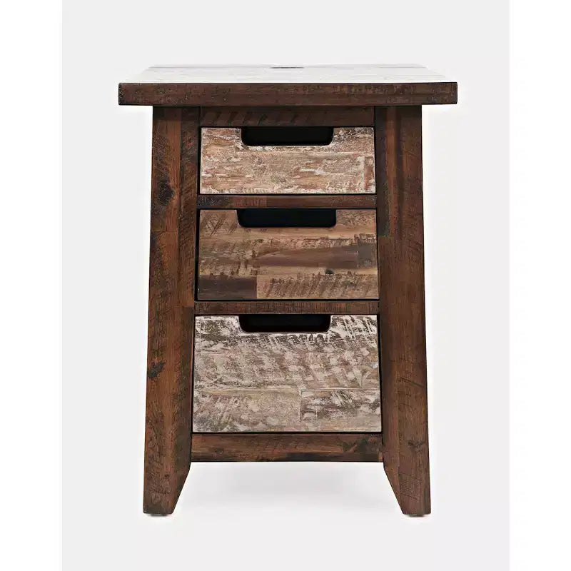 Jofran,Painted Canyon Rustic Solid Acacia USB Charging End Table