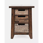 Jofran,Painted Canyon Rustic Solid Acacia USB Charging End Table