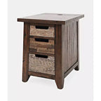 Jofran, Table d'appoint rustique en acacia massif avec chargement USB Painted Canyon